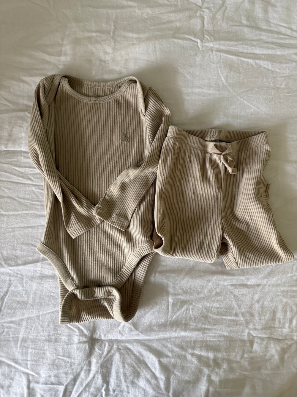 GAP Beige Ribbed Two-Piece Bodysuit & Pants Set
